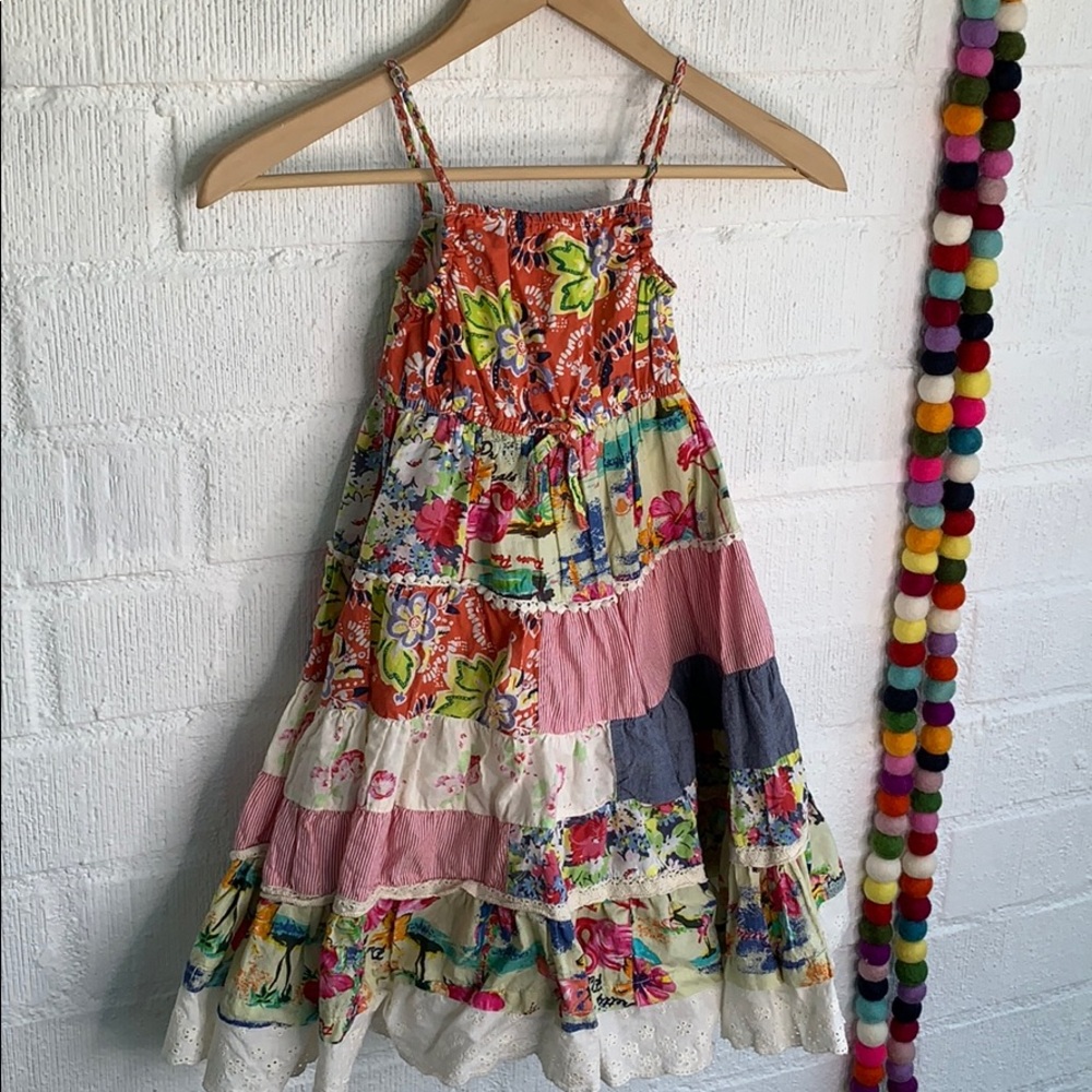 Cutey Couture Patchwork Ruffle Layer Dress sz 5/6 - Picture 2 of 8